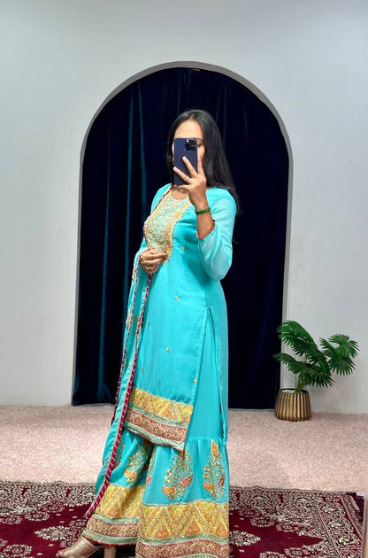 Lehenga Mart Designer Embroidered and Mirror Work Suit - Distacart