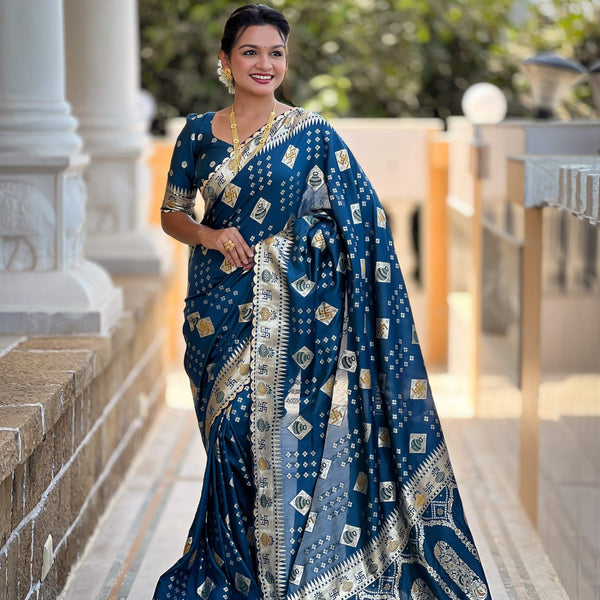 Vedant Vastram Soft Dola Silk Fancy Jacquard Bollywood Saree - Morpich - Dista