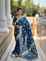Thumbnail for Vedant Vastram Soft Dola Silk Fancy Jacquard Bollywood Saree - Morpich - Dista