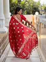 Thumbnail for Vedant Vastram Soft Dola Silk Fancy Jacquard Bollywood Saree - Red - Dista