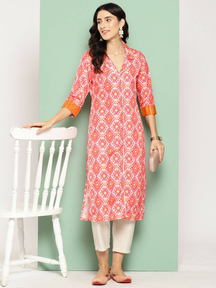 Ahalyaa Women's Traditional wear Kurta - Orange - Distacart