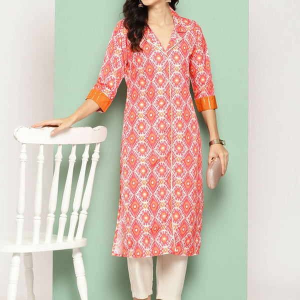 Ahalyaa Women's Traditional wear Kurta - Orange - Distacart