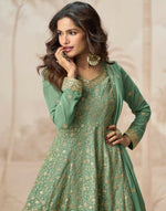 Thumbnail for Anaita Green Heavy Fox Georgette Stitched Suit with Sequence Work - Distacart