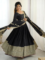 Thumbnail for Joban Fashion black Kurta set with Pant Chinon silk Thread with Sequins work