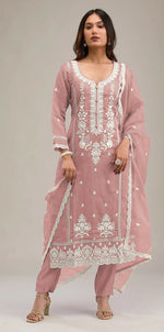 Thumbnail for Anaita Peach Embroidered Silk Stitched Salwar Suit - Distacart