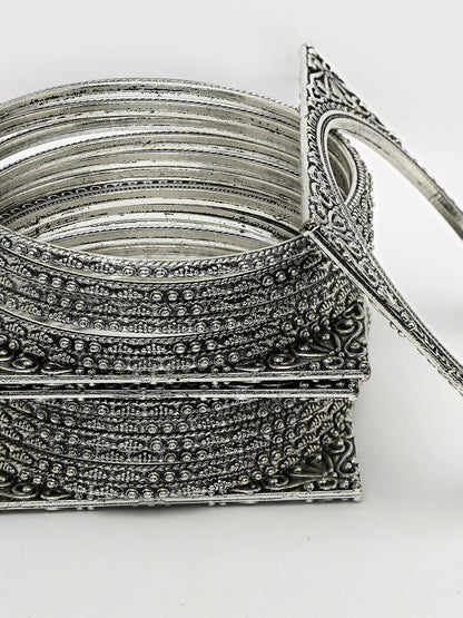 NVR Women's Set of 8 Silver-Toned German Silver Oxidised Bangles - Distacart