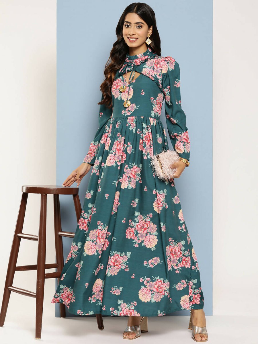 Ahalyaa Women's Traditional wear Ethnic Dress - Green - Distacart