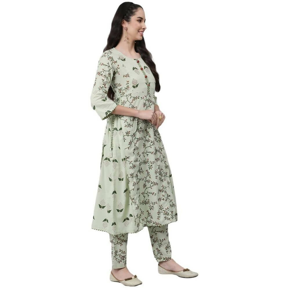 Anubhutee Women's Green Kurta Trouser with Dupatta Set - Distacart