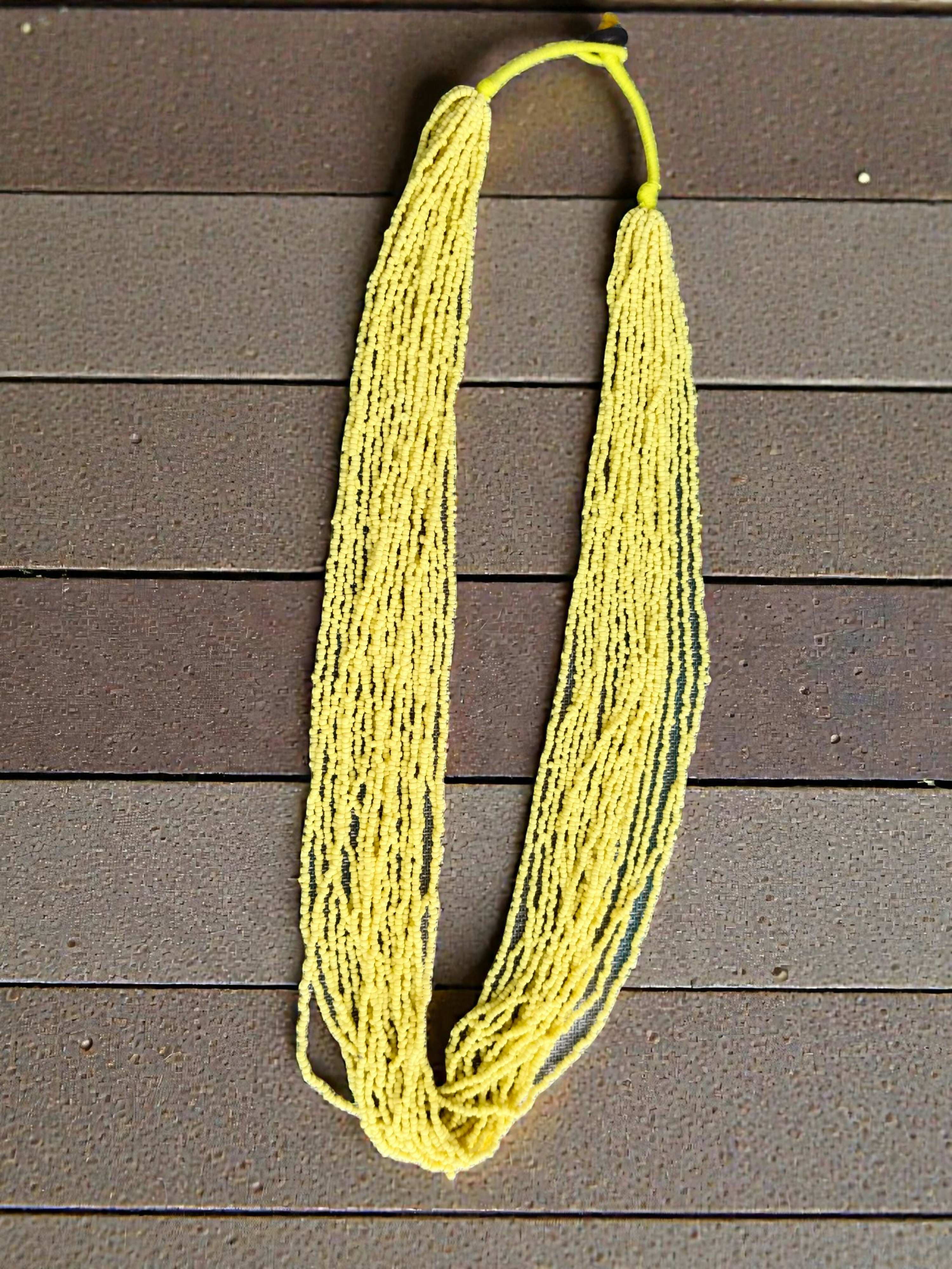 Inhanns Rangsaaz 20-Layer Luxe Long Beaded Only Necklace - Lemon Yellow Only Necklace - Distacart