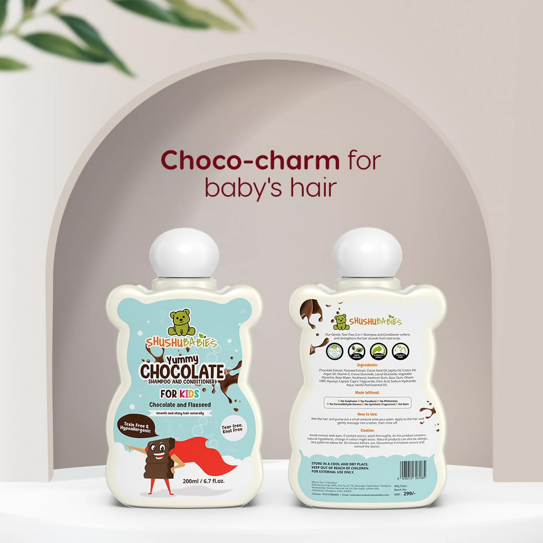 ShuShu Babies Yummy Chocolate Shampoo & conditioner with Flaxseed For kids (under 4-12 Years) - Distacart