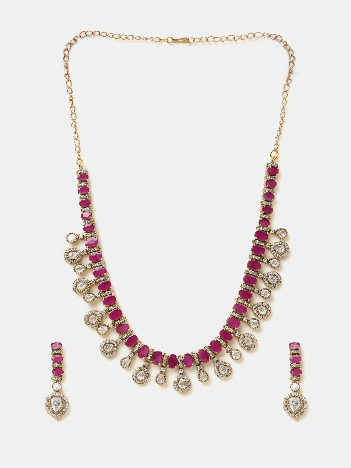 Ruby Raang Pink Kundan Necklace Set - Distacart