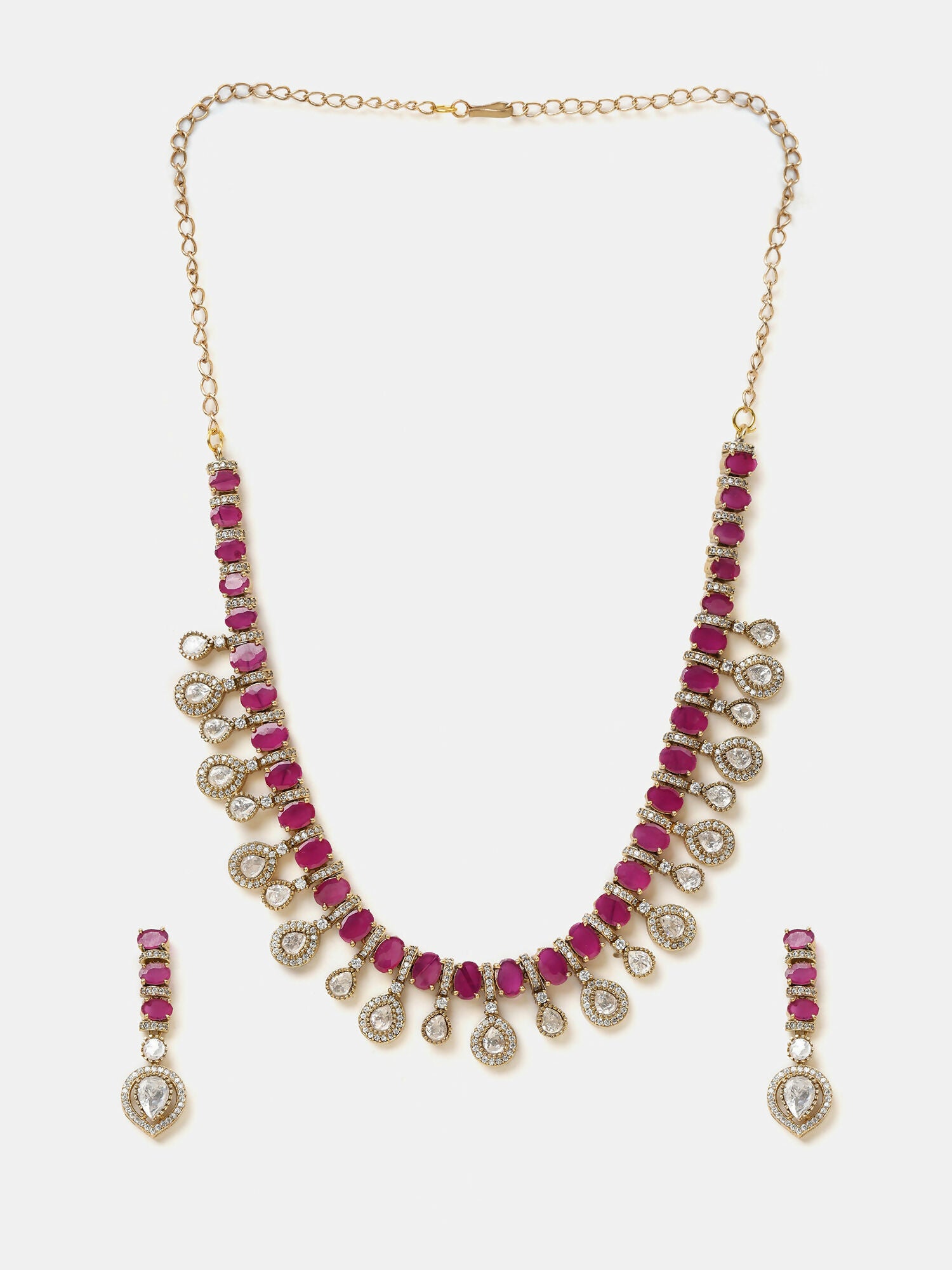 Ruby Raang Pink Kundan Necklace Set - Distacart