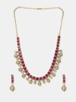 Thumbnail for Ruby Raang Pink Kundan Necklace Set - Distacart