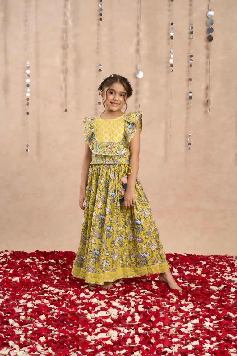 Lil Drama Girls Choli with Ghaghra Set - Yellow - Distacart