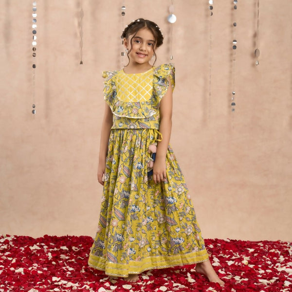 Lil Drama Girls Choli with Ghaghra Set - Yellow - Distacart