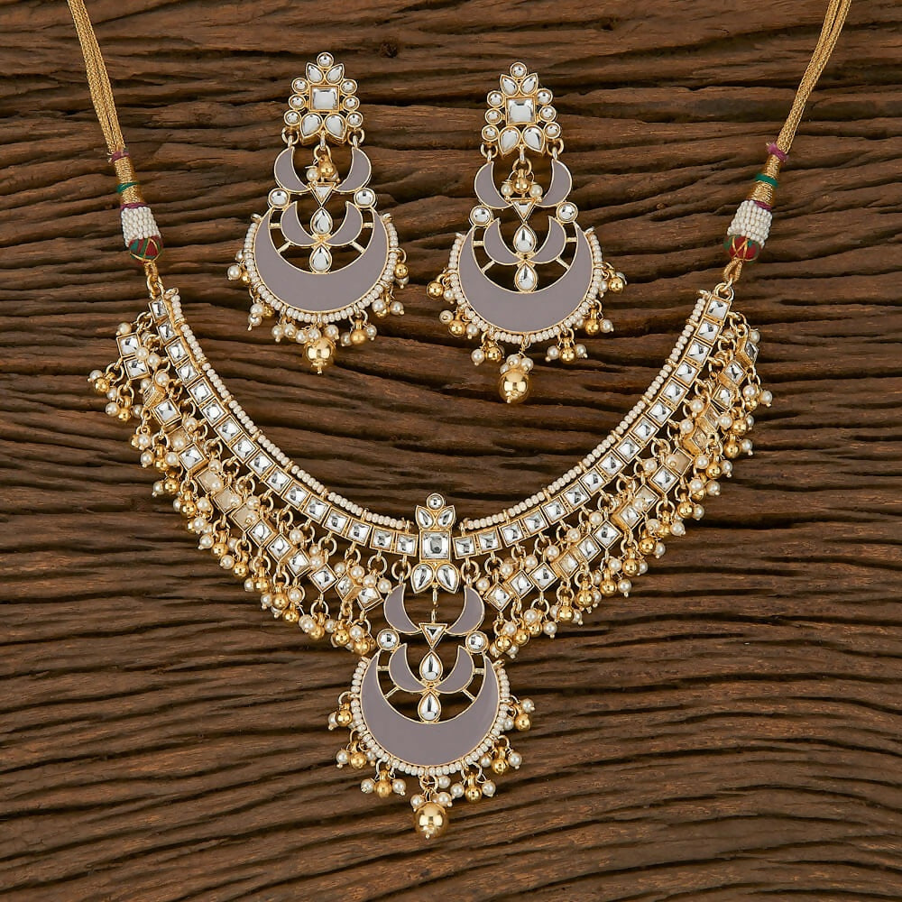 Joban Fashion Women Golden White Grey Necklace Set - Distacart