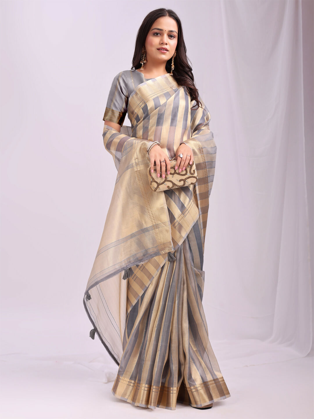 Astita Organza Grey Saree