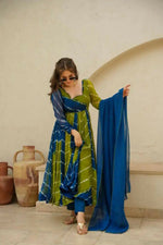Thumbnail for Preksha Creation Indian Festival Special ��Leheriya Gown With Dupatta And Pant - Blue - Distacart