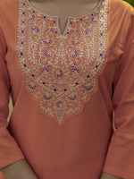 Thumbnail for The52 Orange Women's Gorgeous Embroidered Rayon Fabric with Straight Kurta, Pant and Dupatta Set - Distacart