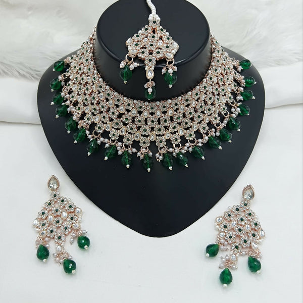 Joban Fashion Women Green Stone Work Necklace Set - Distacart