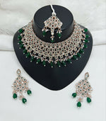 Thumbnail for Joban Fashion Women Green Stone Work Necklace Set - Distacart