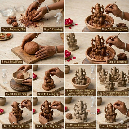 Saudeep India 6 Inch Mitti Ganesh Idol - Dista