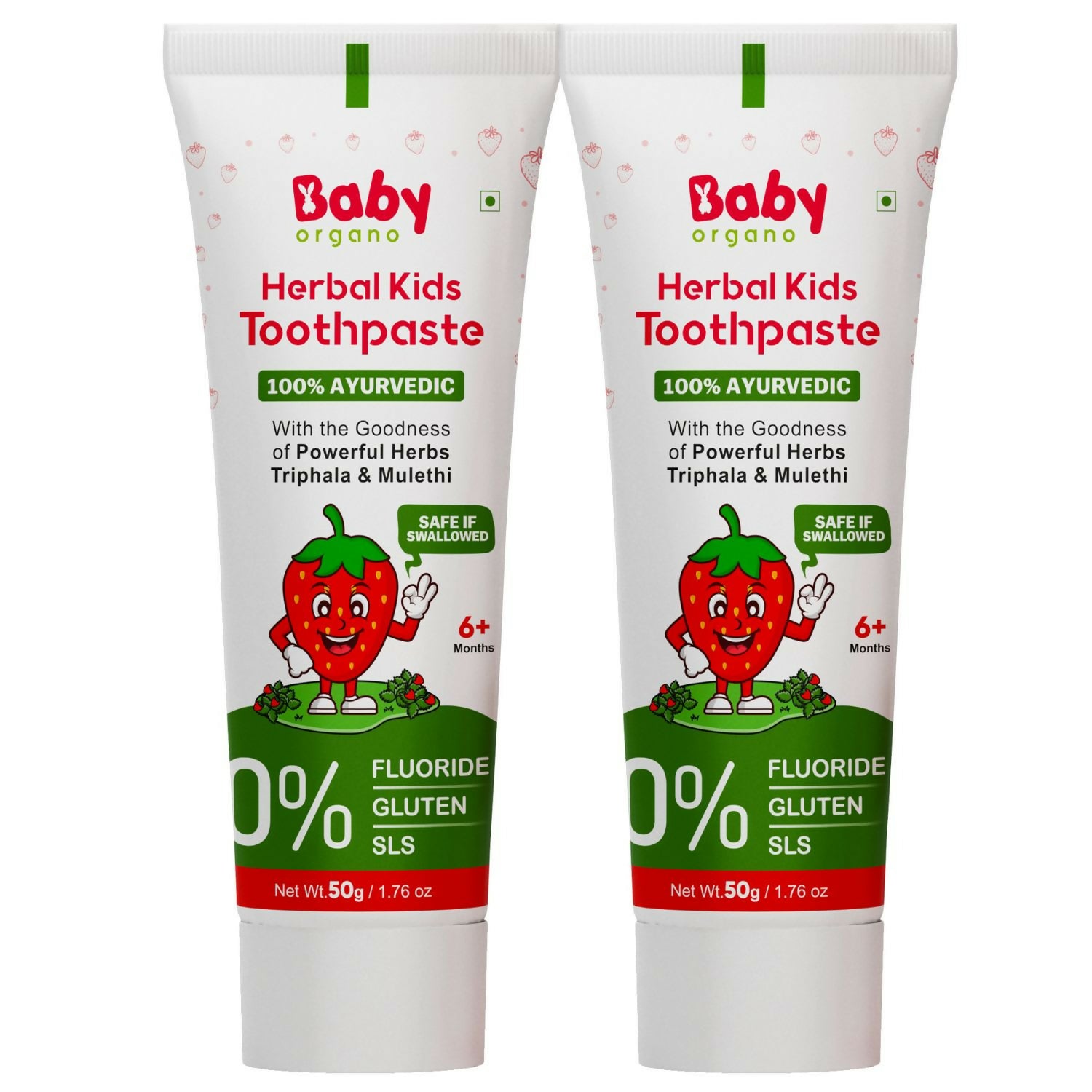 Babyorgano 100% Ayurvedic Herbal Kids Toothpaste - Strawberry Flavor - Distacart