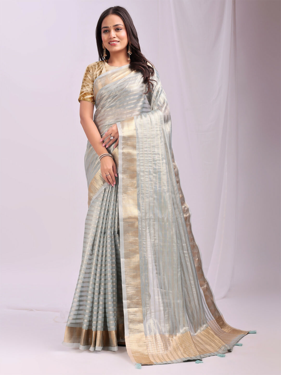 Astita Organza Sky Blue Saree