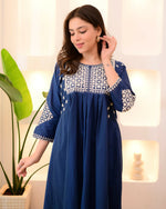 Thumbnail for The52 Women's Beautiful Viscose Rayon Fabric Thread Work Flared Kurta Pant Set - Distacart