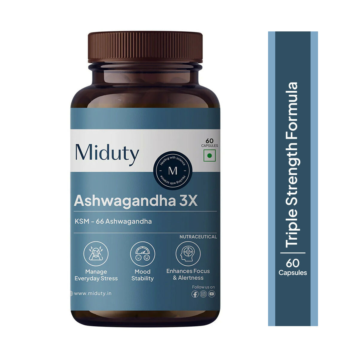 Miduty KSM 66 Ashwagandha 3x capsules - Distacart