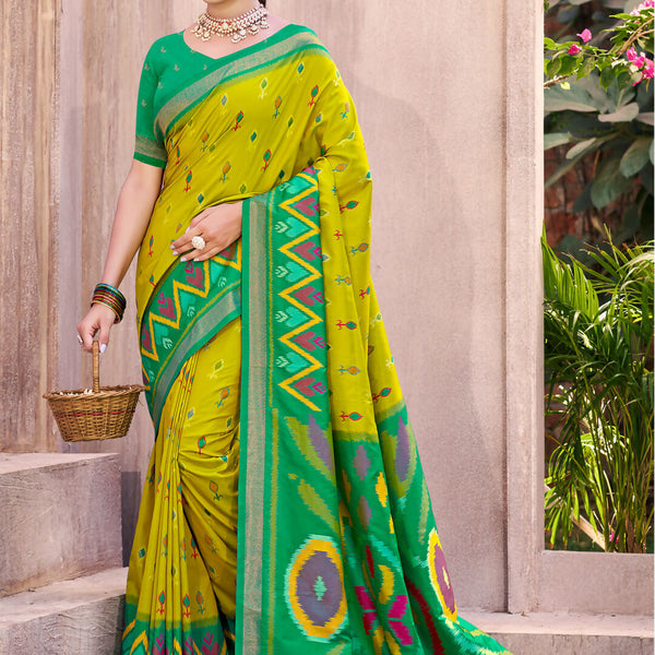 Shree Shyam Fashion Light Green Pochampally Silk Saree - Distacart