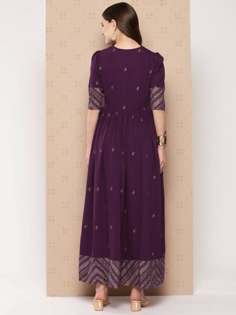 Ahalyaa Women's Traditional wear Ethnic Dress - Burgundy - Distacart