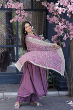 Thumbnail for Jyoti Fashion Women's Onion Tabby Silk Designer Kurta with Trouser & Dupatta - Distacart