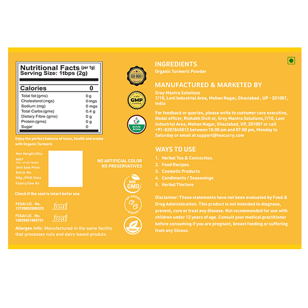 Teacurry Organic Turmeric Powder - Distacart