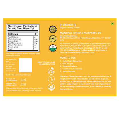Teacurry Organic Turmeric Powder - Distacart