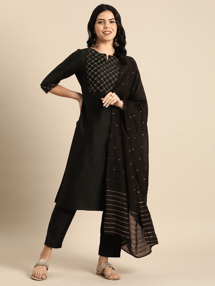 Anouk Women Yoke Design Regular Kurta with Trousers & With Dupatta - Distacart