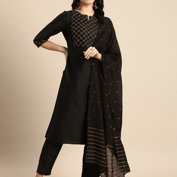 Anouk Women Yoke Design Regular Kurta with Trousers & With Dupatta - Distacart