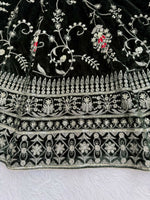 Thumbnail for Vastranavya Mehendi Viscose Velvet Thread Sequence Work Top-Bottom With Dupatta