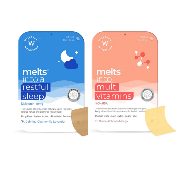Wellbeing Nutrition Melts Restful Sleep & Melts Into Multivitamins Oral Strips Combo - Distacart