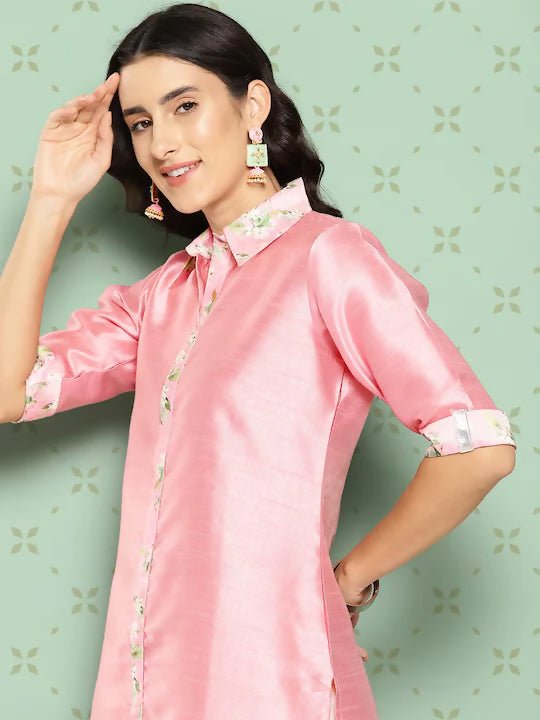 Ahalyaa Women's Traditional wear Kurta - Pink - Distacart