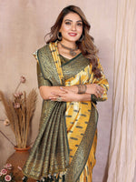 Thumbnail for Aastha Fashion Yellow Tissue Silk Paithani Woven Saree - Distacart