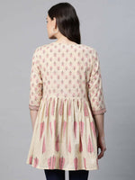 Thumbnail for Ahalyaa Women Beautiful Beige Pure Cotton Printed Tunic - Distacart