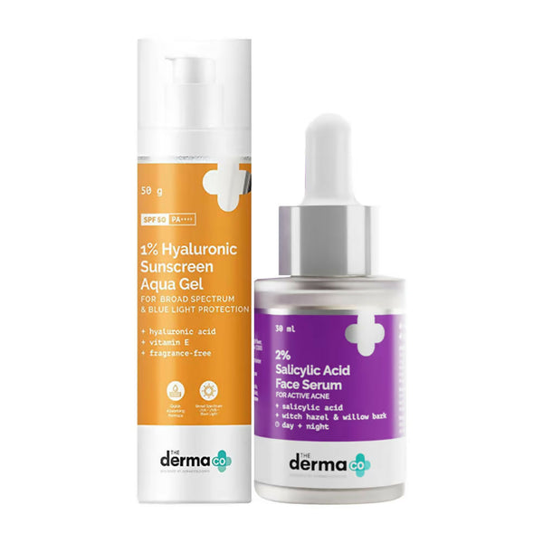 The Derma Co 1% Hyaluronic Sunscreen & 2% Salicylic Face Serum Combo - Distacart