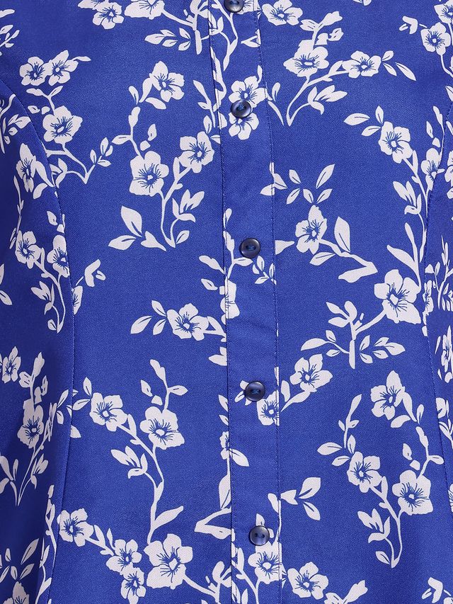 Janasya Royal Blue Panelled Rayon Blend Dress - Dista