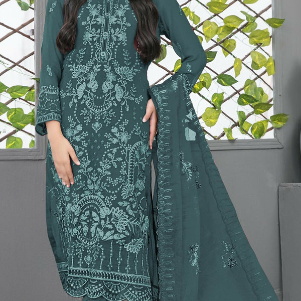 Anaita Blue Faux Georgette Semi Stitched Suit with Embroidery Sequence Work - Distacart
