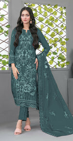 Thumbnail for Anaita Blue Faux Georgette Semi Stitched Suit with Embroidery Sequence Work - Distacart