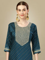 Thumbnail for Jyoti Fashion Women's Morpich Silk Blend Embroidery & Sequence work Kurta with Trouser & Dupatta - Distacart