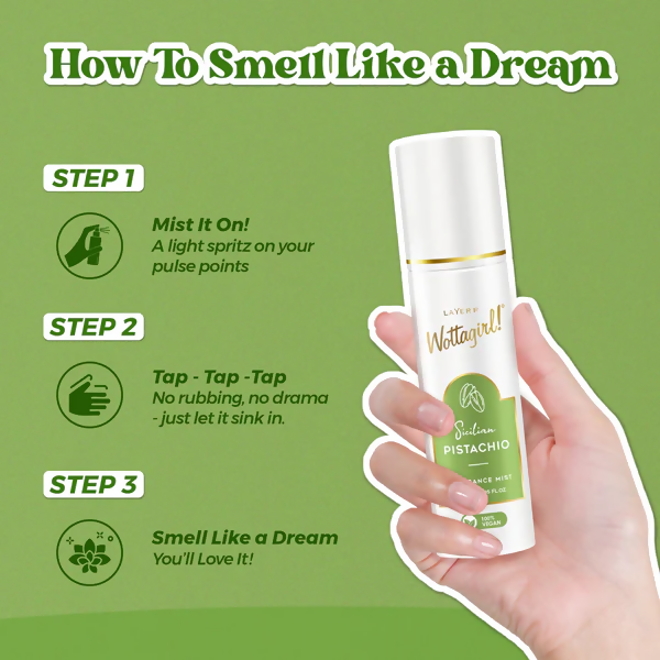 Layerr Wottagirl Sicilian Pistachio Fragrance Mist For Women - Distacart