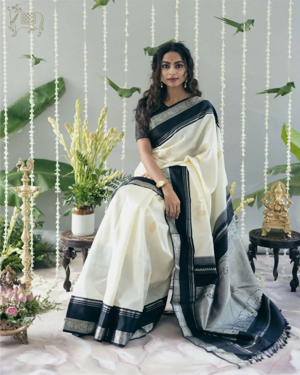 Preksha Creation Banarasi Soft Silk Women White Saree - Distacart