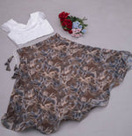 Thumbnail for Preksha Creation Indian Festive Georgette Digital Print Women Lehenga Choli And Crop Top - White & Brown - Distacart